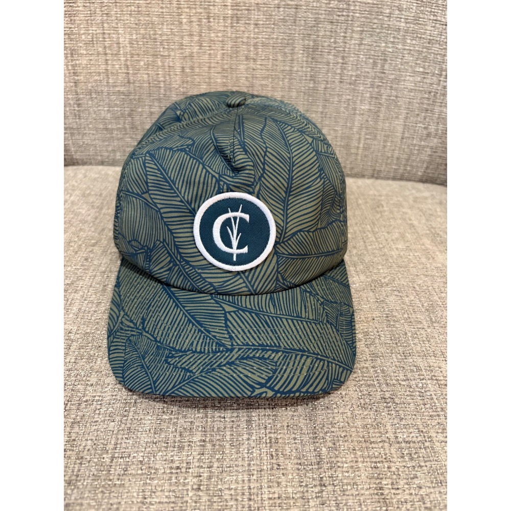 Criquet Mens Palm Leaf Print Snapback Hat Blue Green Tropical Golf Cap